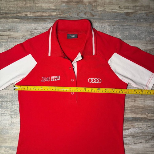 Audi 24 Heures du Mans polo shirt, red and white, cotton blend, size XS S