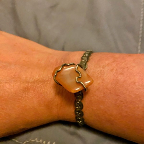 Handmade bracelet used with large amber stone