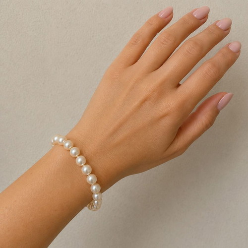 Handmade bracelet with stainless steel chain and cultured pearls