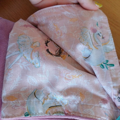 Handmade baby blanket double-sided with romantic design and pink velvet
