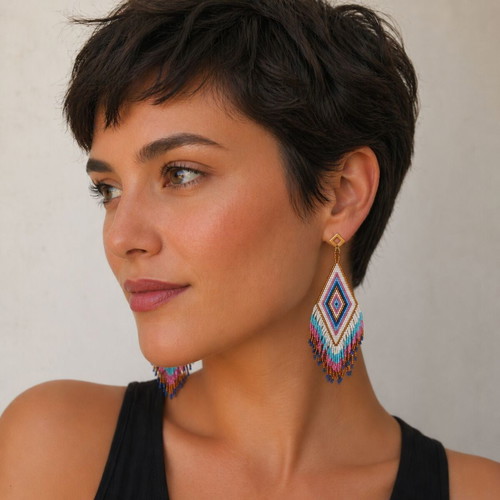 Handmade XL earrings with Miyuki beads new, multicolor