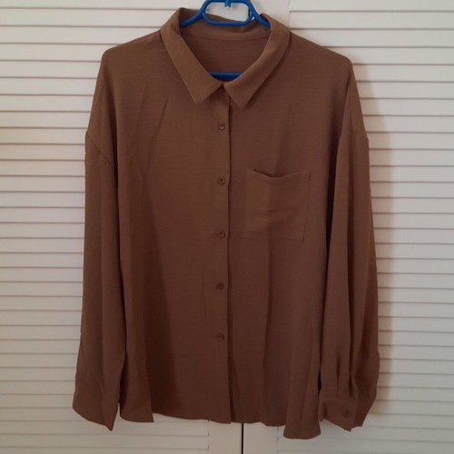 Women's long-sleeve shirt 3XL new, brown, 100% polyester