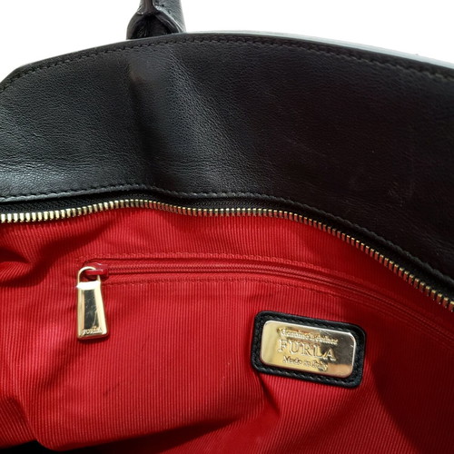 Furla Alice leather handbag used, black, 34cm