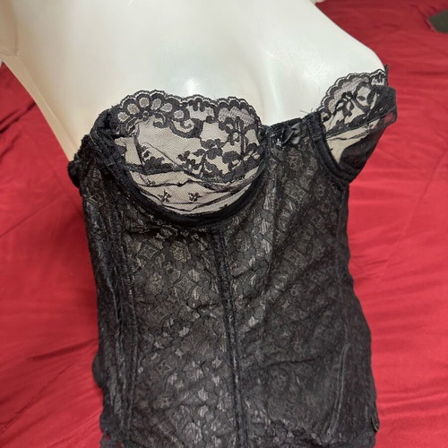 Corset lace used, medium-large, black, length 37cm, underarm 35cm