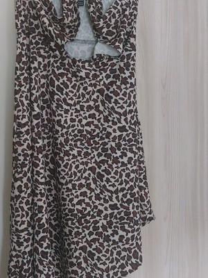 Leopard dress new asymmetrical with open back, size L