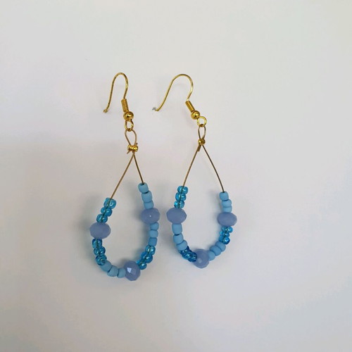 Handmade earrings with beads in teardrop shape new