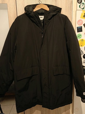 Obey men's parka jacket used, medium size, black