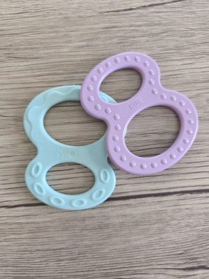 Nuk teething rings set like new, plastic and rubber