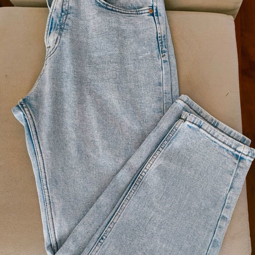 Mom Fit Jeans Stradivarius slim fit used, turquoise, size M