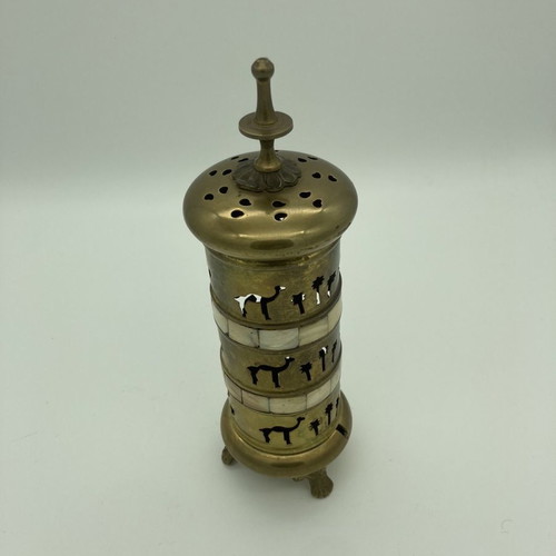 Lantern with designs and mother-of-pearl coating, height 23cm