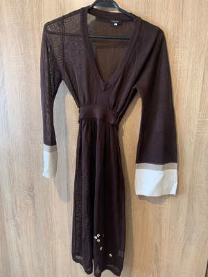 List knitted cool spring dress transparent new brown