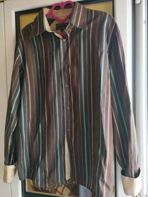 Vintage striped men's shirt like new, Red Union, brown and red