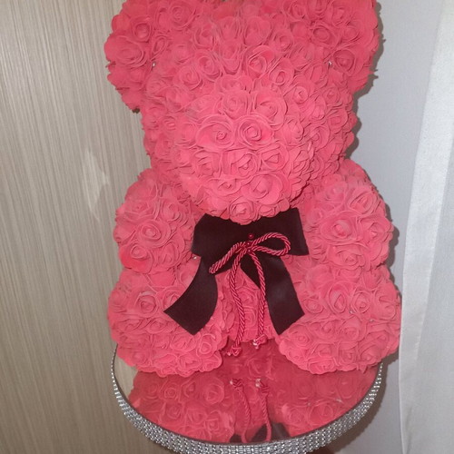 Bear with foam roses like new, large