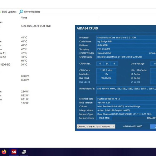 Fujitsu LifeBook AH512 laptop with Intel i3-3110M, 4GB RAM, 120GB SSD