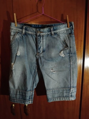 A-Style men's denim shorts used, turquoise, size M