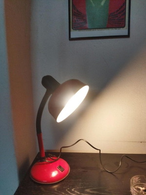 Space-Age metal lamp 70s vintage red used