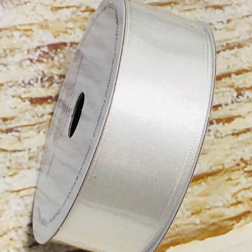 White gift wrapping ribbon new, 100% nylon, 2.5 cm x 10 m