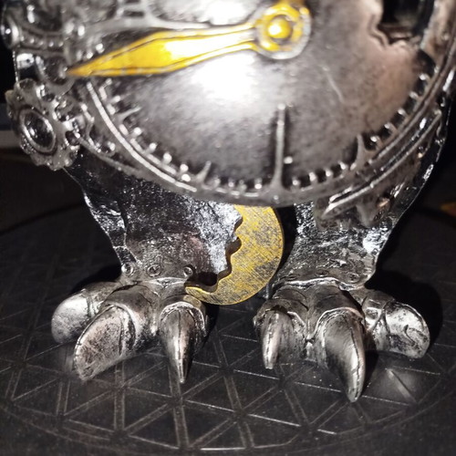 Διακοσμητικό κουκουβάγιας στυλ steampunk ασημί γλυπτό μεταχειρισμένο σαν καινούργιο