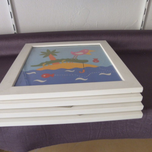 IKEA SMARR set of 4 kids' framed prints, 30x30 cm, white frame