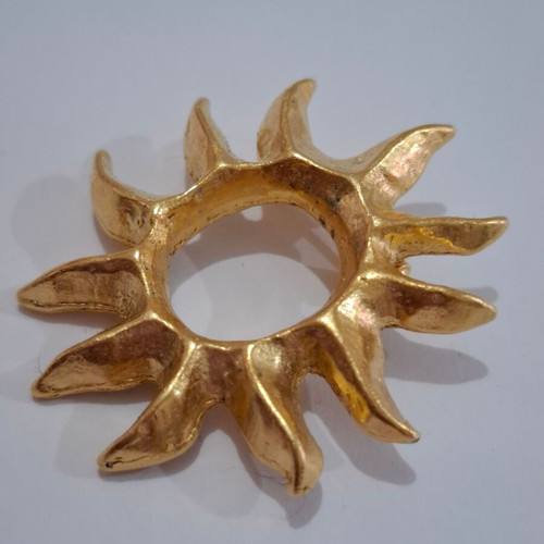 Vintage Lancome Paris Gilt Sun Burst brooch used, gilt color