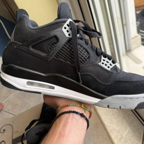 Air Jordan 4 Retro Black Canvas sneakers, size 44