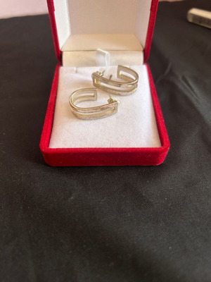 Silver 925 earrings vintage used, silver color