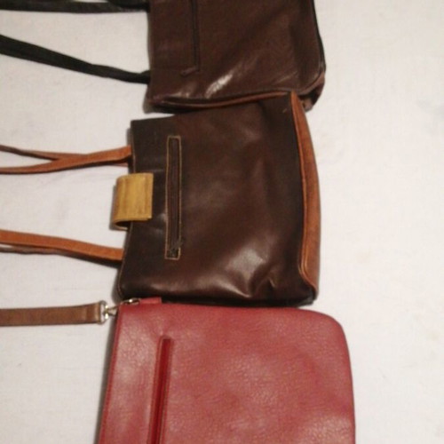 Benetton women's bags, three leather and one felt shirt bag