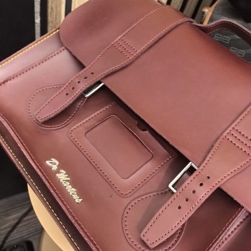 Dr. Martens leather laptop and school bag, burgundy