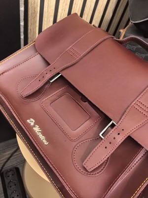 Dr. Martens leather laptop and school bag, burgundy