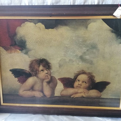 Print painting Angels with solid wood frame