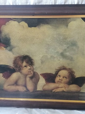 Print painting Angels with solid wood frame