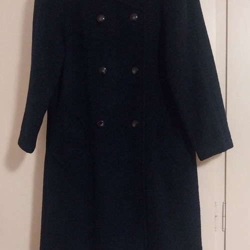 Vintage wool coat used, tailor made, size XL, blue