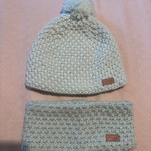 Hat and headband set turquoise with warm lining new