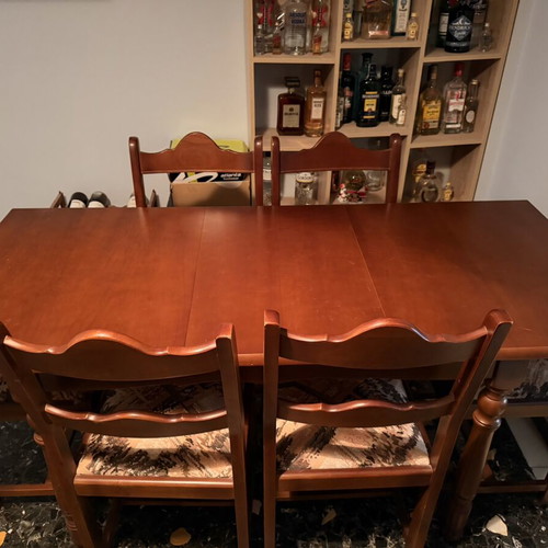 Solid wood dining table with 6 chairs