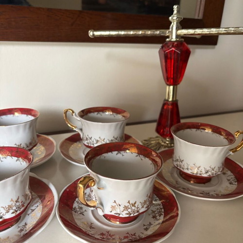 Antique porcelain tea serving set used, Former Yugoslavia