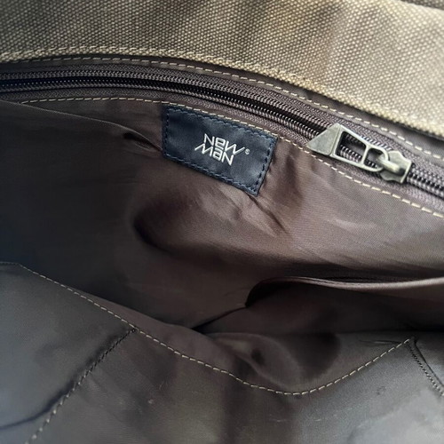 New Man messenger bag like new, leather and cotton brown shades