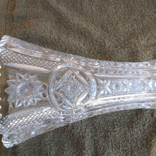 Crystal trumpet vase from Bohemian crystal, like new, engraved