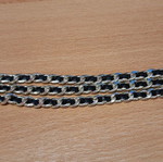 Silver bracelet with leather triple chain like new, length 18-22 cm