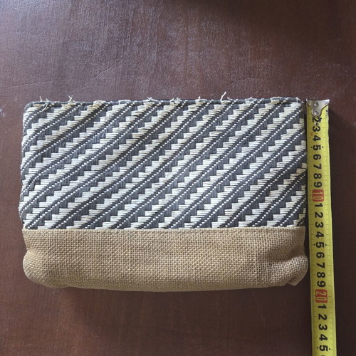 Straw bag used, tricolor, black and beige