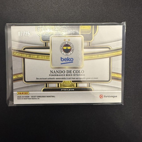 Nando De Colo 2025-26 Panini Select Euroleague Patch Tie-Dye card new