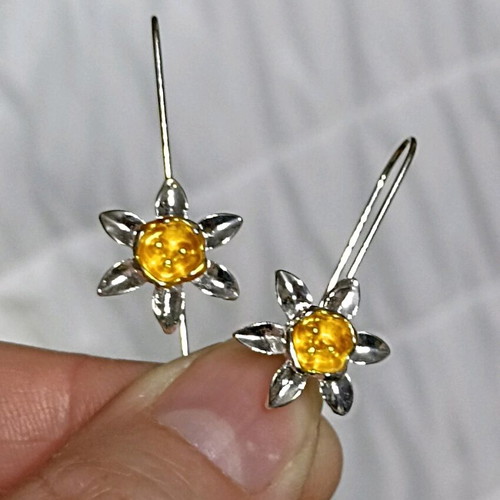 Silver-Gold Flower Earrings new