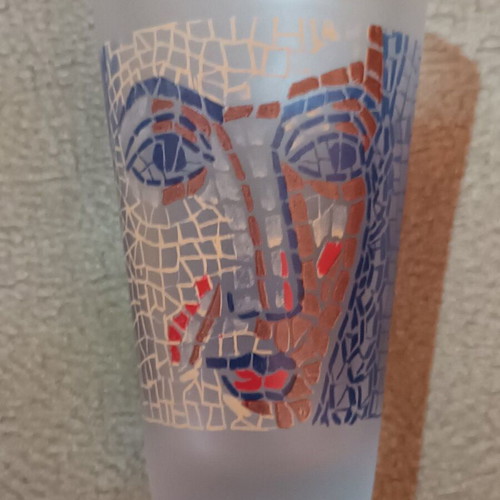 Collectible Papagalos Loumidis Coffee Glass frosted, like new