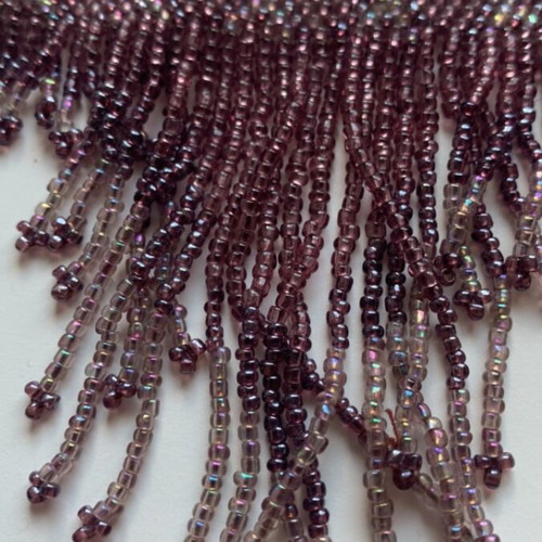Handmade Choker Necklace with Purple Beads and Waterfall Fringe like new