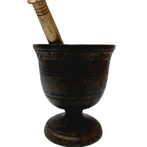 Antique Greek Brass Mortar and Pestle used, vintage kitchen decor