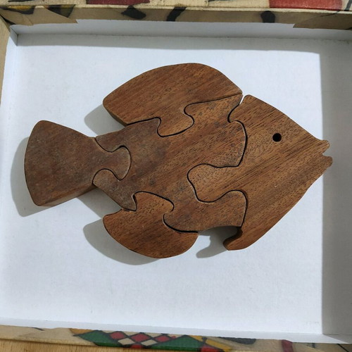 Wooden fish puzzle like new, handmade mahogany