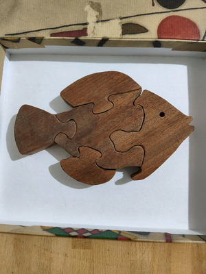 Wooden fish puzzle like new, handmade mahogany