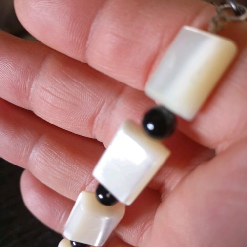 Bracelet with semi-precious stones like new, black and white