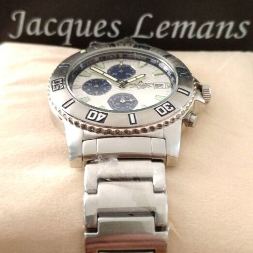 Jacques Lemans Liverpool Chronograph men's watch, white and blue