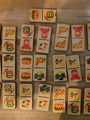 Children's wooden domino used
