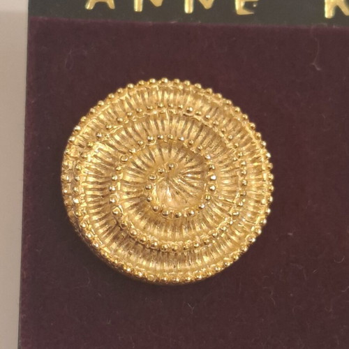 Vintage Anne Klein women's earrings round with spiral design gold finish new